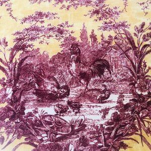 French Home Decor-Provence Table Cloth in Burgundy Country Rooster